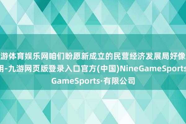 九游体育娱乐网咱们盼愿新成立的民营经济发展局好像说明关键作用-九游网页版登录入口官方(中国)NineGameSports·有限公司